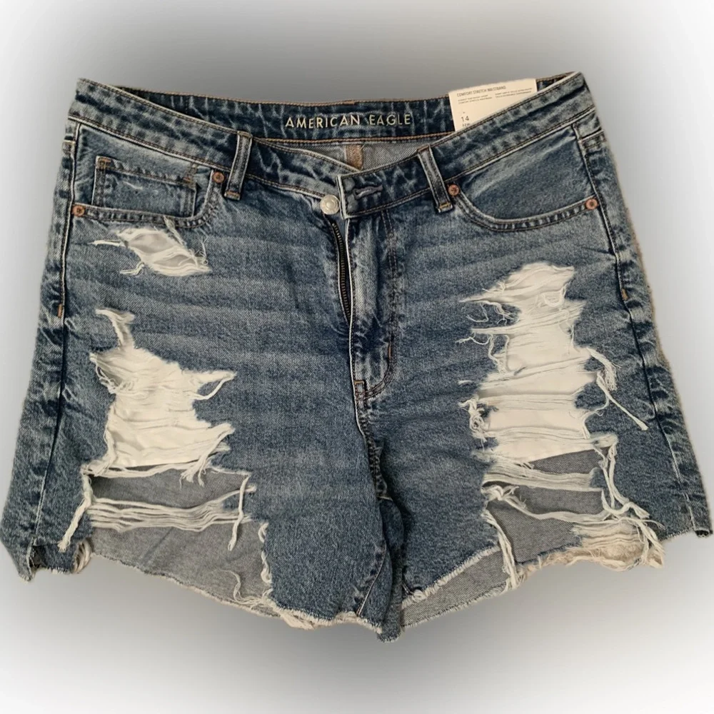 American Eagle Outfitters Blue Jean Shorts Distressed Style - Picture 1 of 3